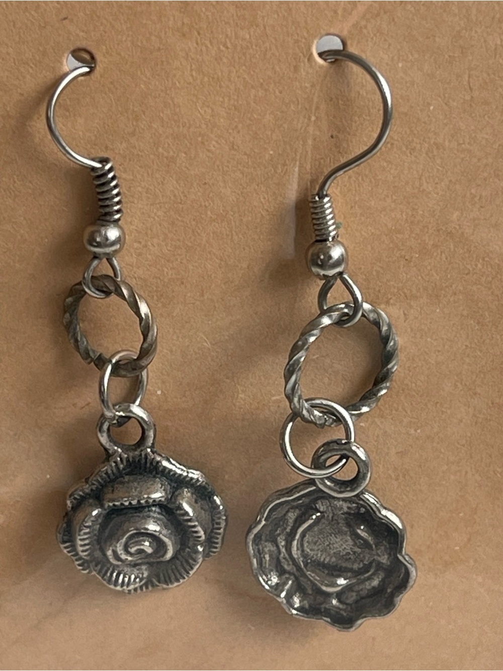 Sterling-Tone Floral Drop Earrings in Silver - Women Jewelry